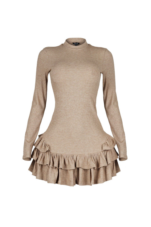 Chilly Day Long Sleeve Ruffle Mini Dress